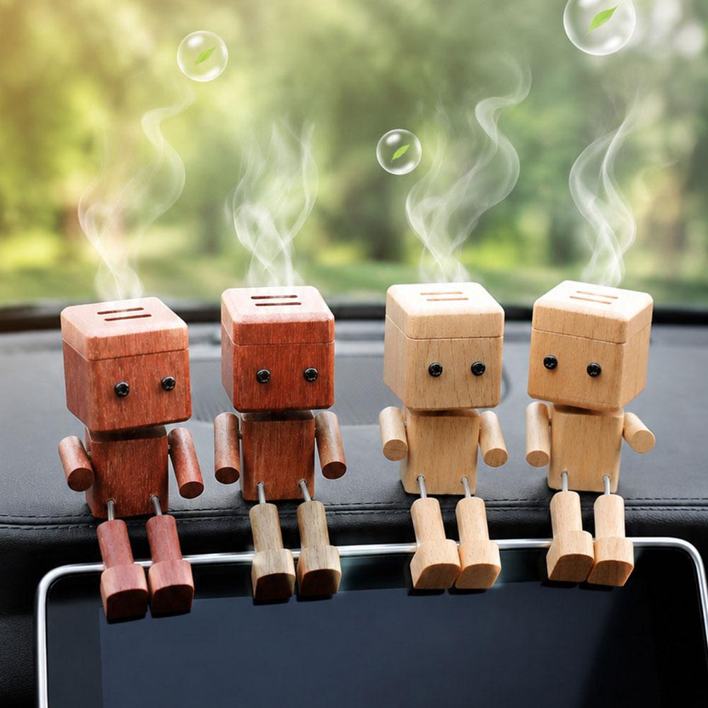 Car Vent Diffuser - Cute Wooden Robot Car Air Freshener