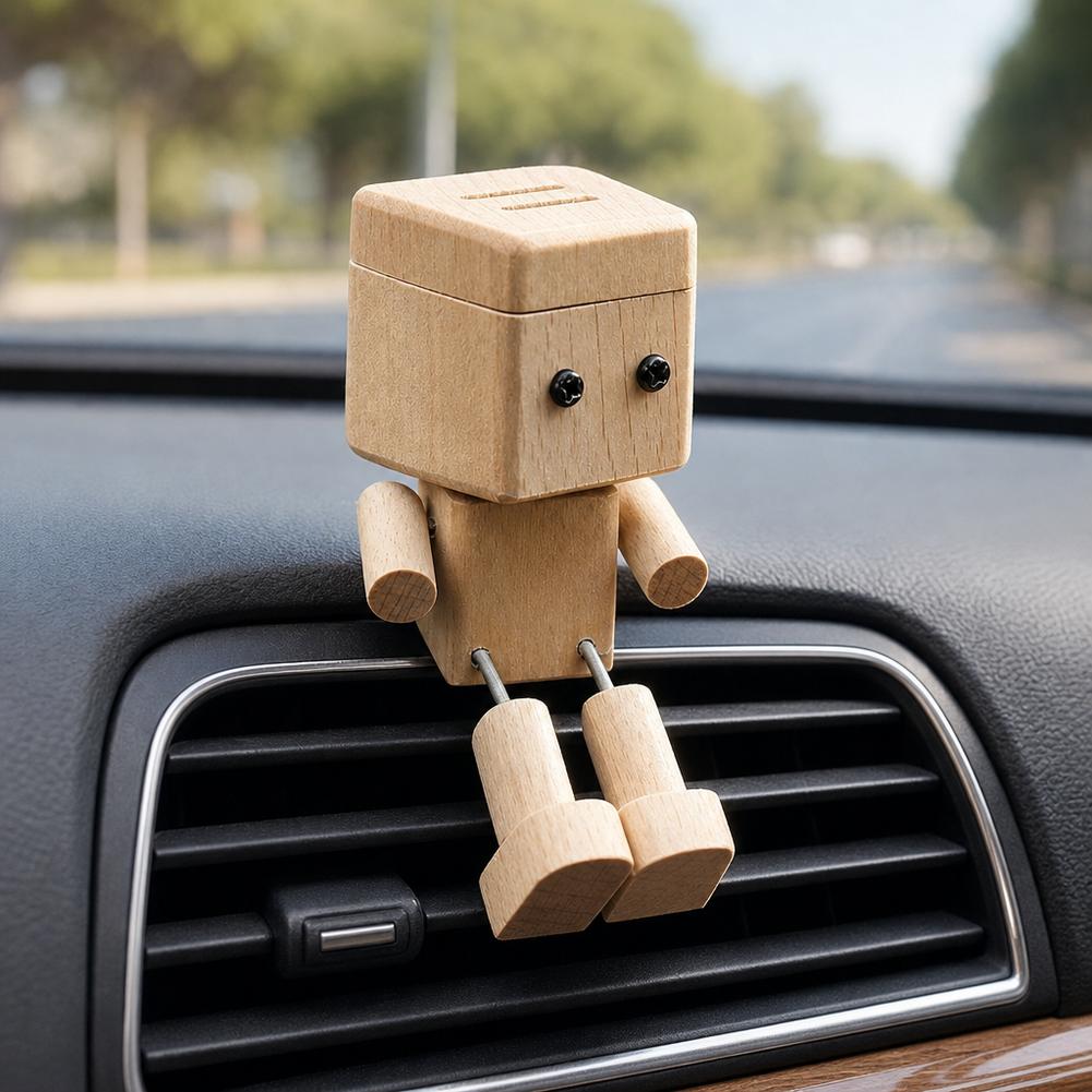 Cute Wooden Robot Car Air Fres - огляд і ціна Car Vent Diffuser